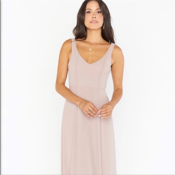 Show Me Your Mumu Jenn Dusty Blush Crisp Maxi Dress Size Small - Picture 12 of 16